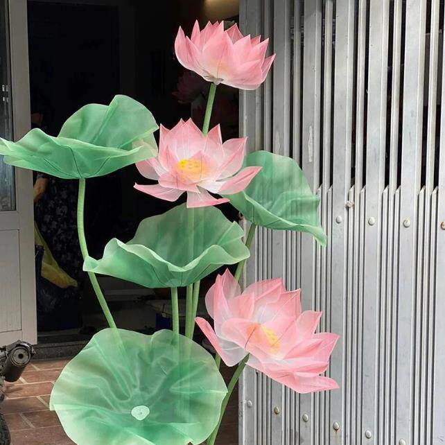 大型仿真荷花纸艺花成品荷叶苞莲蓬摆件EVA橱窗美陈装饰场景布置
