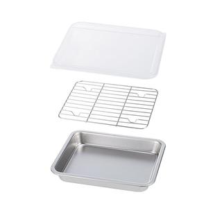 ARNEST日本进口304不锈钢托 托盘长方形盘子烧烤盘新银河料理备盘