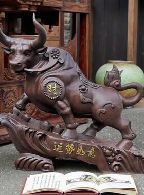 全铜招财牛摆件生肖牛工艺品客厅办公室装饰品华尔街铜牛大型雕塑