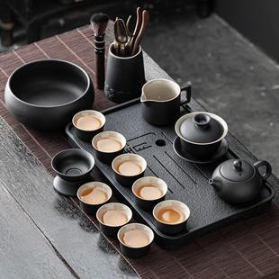 日式 茶具套装 功夫泡茶壶茶杯陶瓷现代家用办公室会客厅瓷石小茶盘