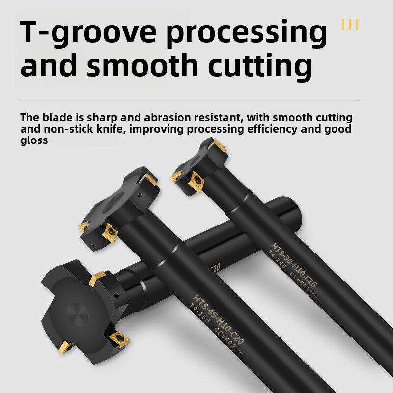 T型槽铣刀杆HTS型cnc数控加工中心开槽三面刃直柄刀把加长铣刀杆