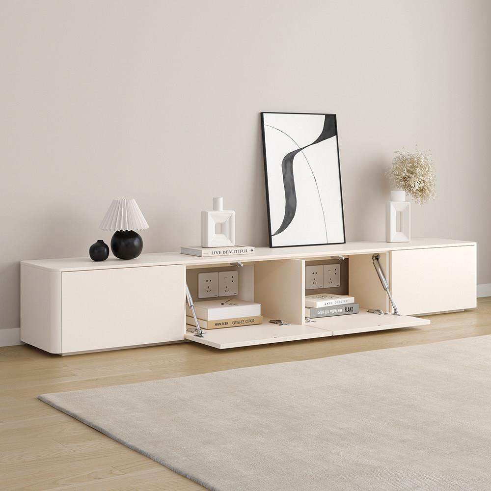 北欧实木电视柜现代简约小户型极简奶油风烤漆圆角落地电视机柜,住宅家具,电视柜,淘宝优惠券,粉丝福利购,淘宝优惠卷