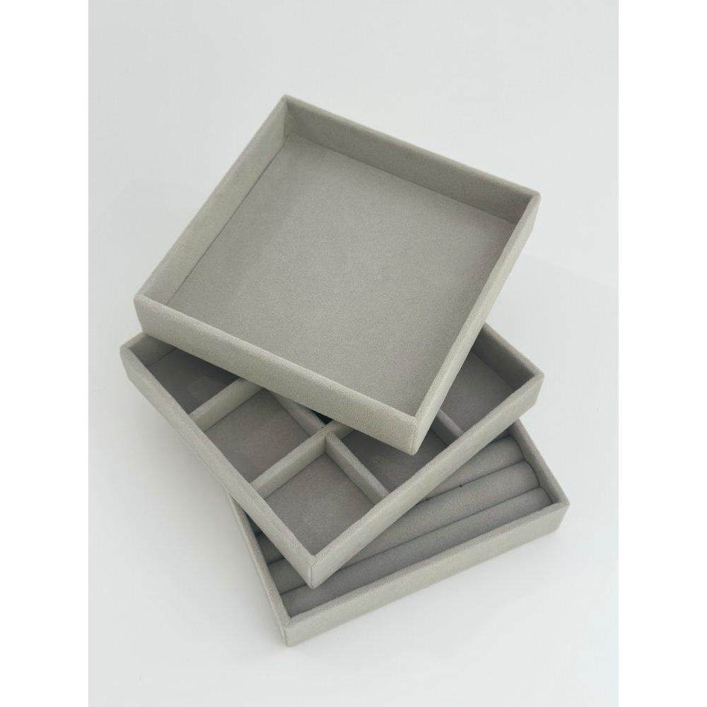 抽屉灰色绒布三件套托盘首饰盒小号珠宝耳钉耳环戒指项炼收纳盒,收纳整理,首饰盒,淘宝优惠券,粉丝福利购,淘宝优惠卷
