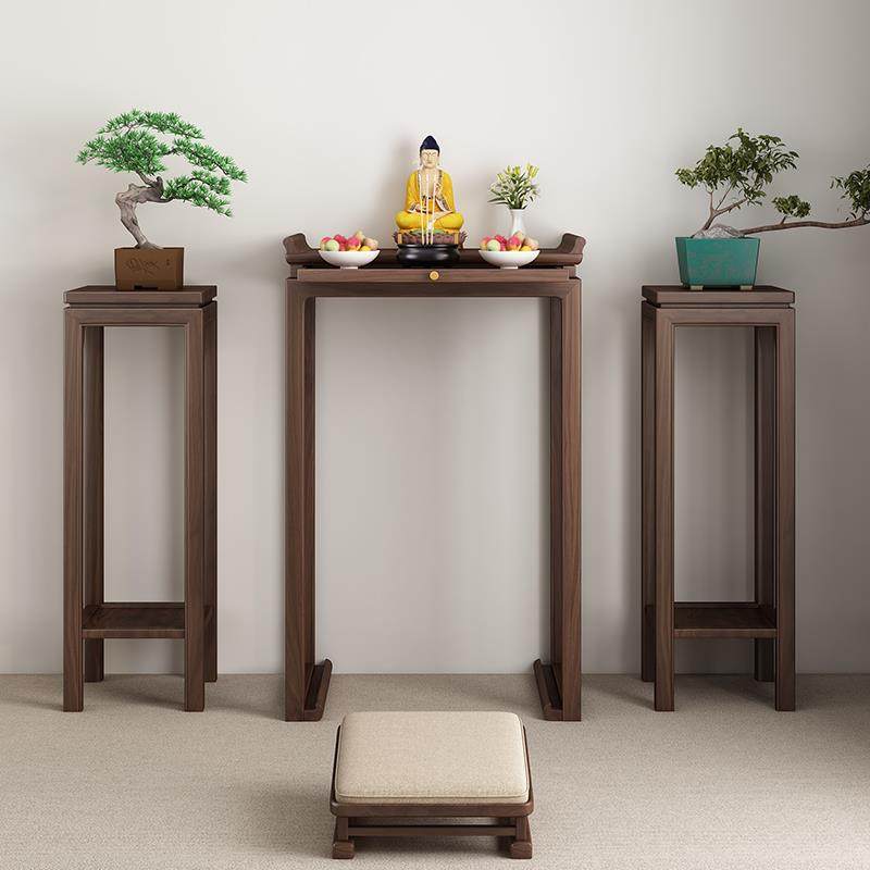 现代简约实木供桌香案家用客厅神台香火桌供台黑胡桃木供奉桌条案