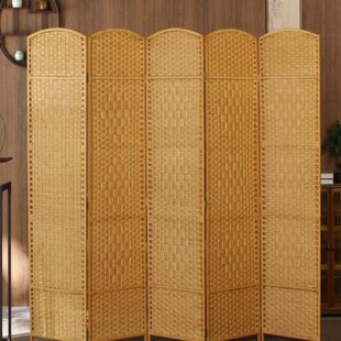 草编屏风隔断酒店玄关客厅卧室遮挡家用折屏简易折叠移动实木屏风
