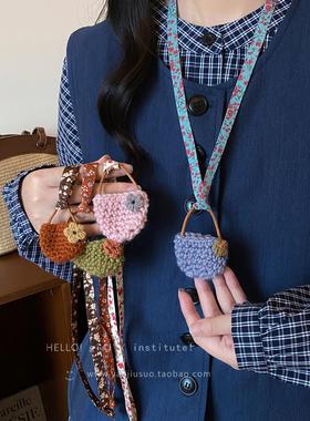 可爱针织毛线包包吊坠项炼女款2025新款秋冬长款挂脖毛衣炼配饰品