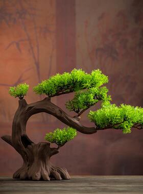 仿真松树迎客松摆件中式刺身酒店摆盘装饰假山沙盘盆景微景观造景