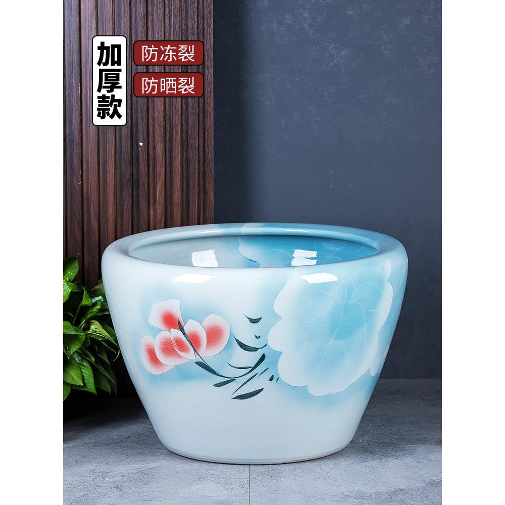 景德镇陶瓷大缸古法鱼缸家用造景吸水石养鱼荷花盆缸水缸大型庭院