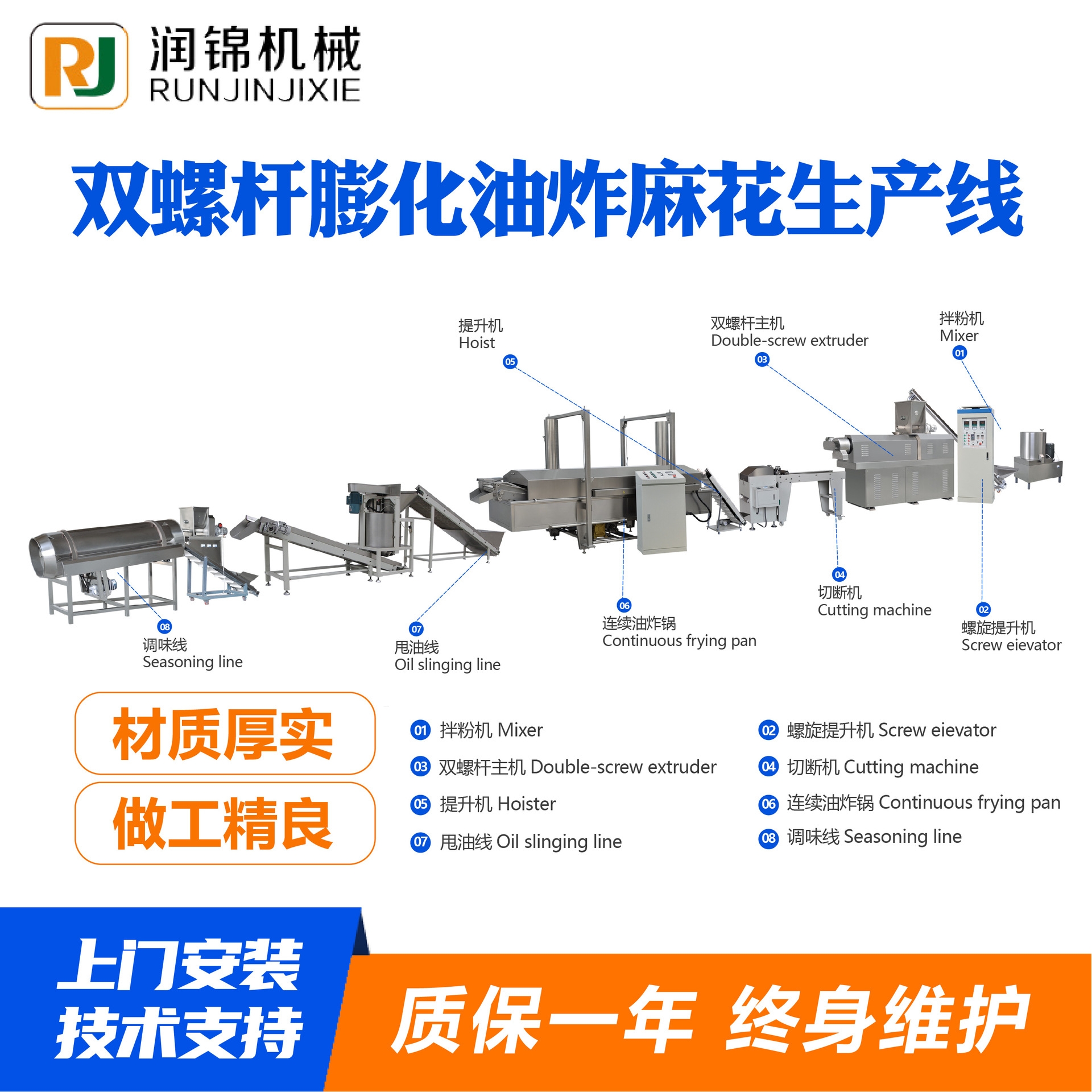 双螺杆膨化油炸麻花生产设备厂家现货安装双螺杆膨化油炸麻花设备