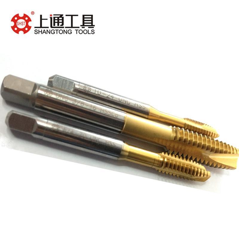 上通美制含钴丝攻镀钛先端涂层直槽机用丝锥不锈钢用螺尖机用细牙