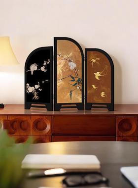 中古风高级感屏风桌面摆件玄关柜电视柜茶桌家居装饰品礼客厅摆画