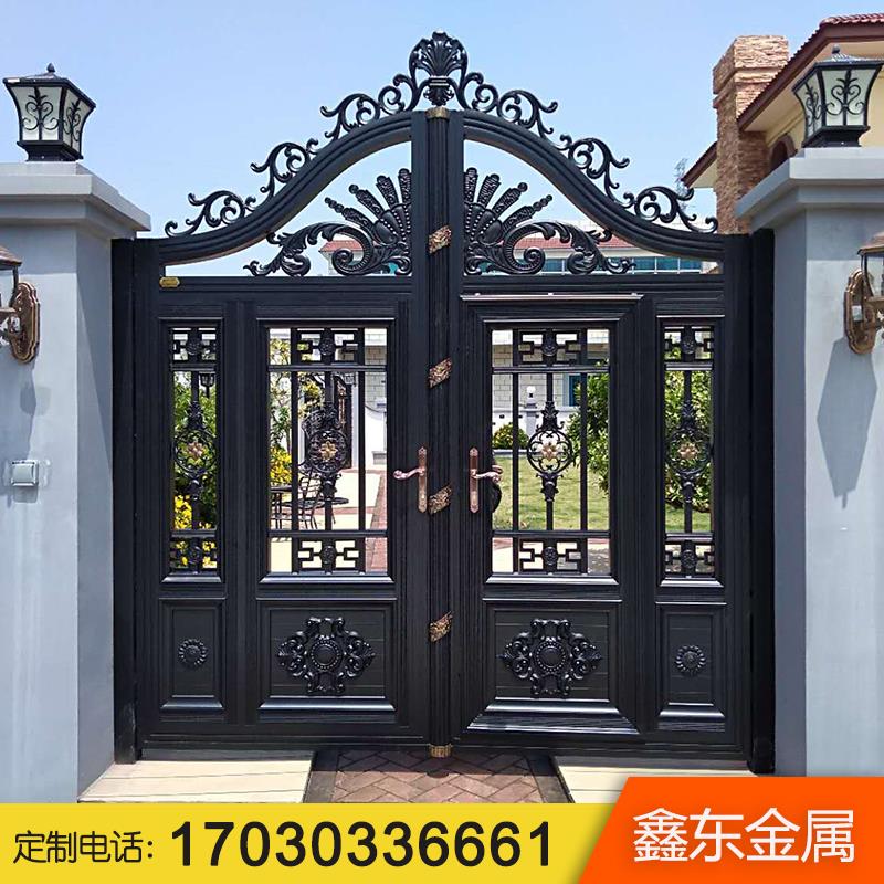 铝艺大门铝合金花园门别墅围墙对开门庭院电动花园农村双开小门