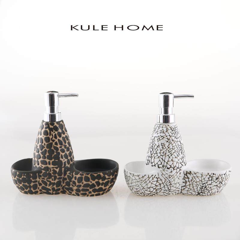 KULE HOME 陶瓷乳液瓶带海绵座沐浴瓶创意两用按压分装瓶洗手液瓶