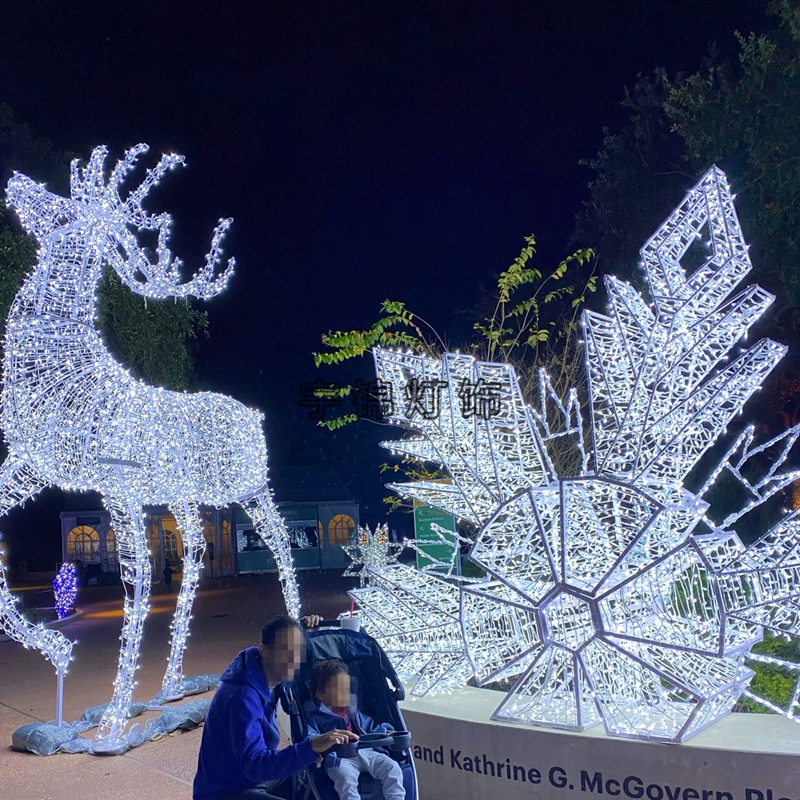 圣诞装饰庭院麇鹿造型灯星星雪花户外草坪灯雪花摆件小品LED灯