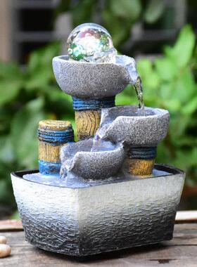 小型流水摆件循环水生财客厅桌面加湿风水球生财装饰开业乔迁礼品