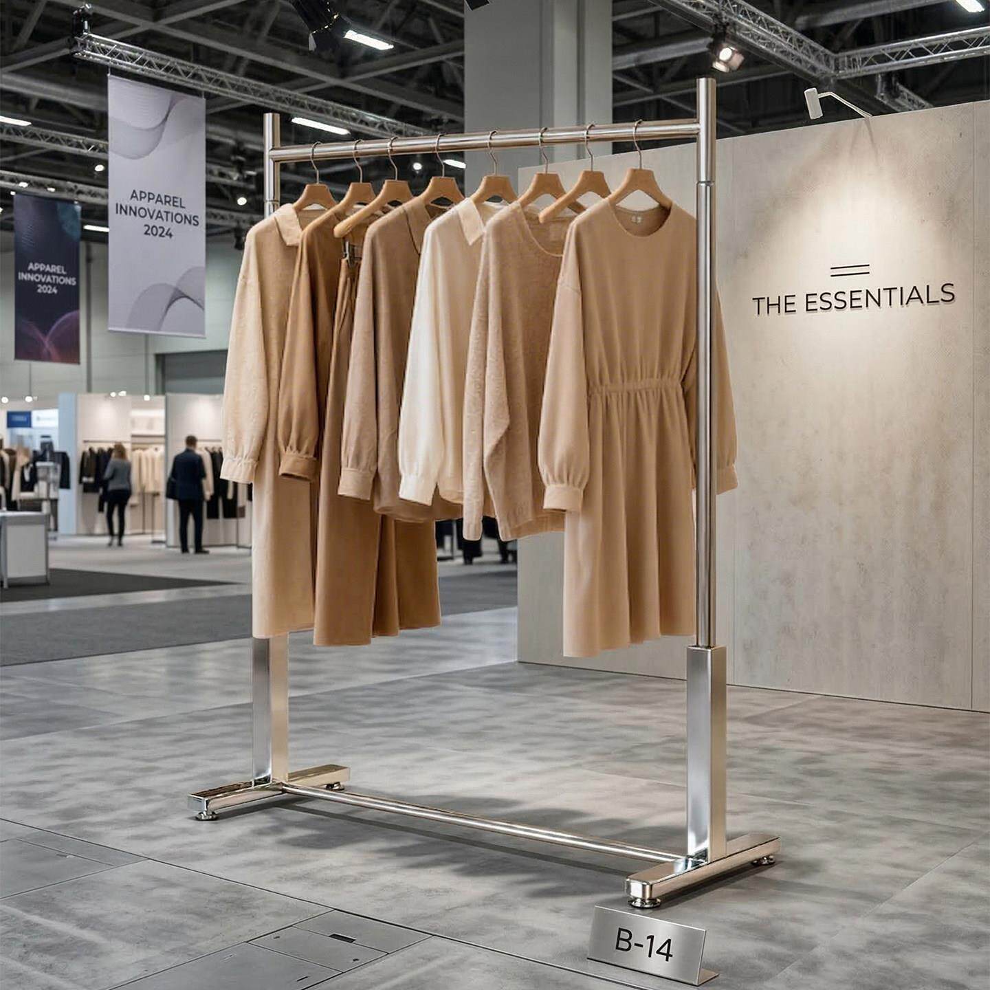 不锈钢服装展示架落地式简约衣架商场店铺陈列架中岛落地式挂衣架