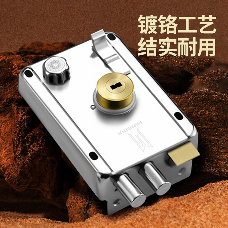 家用大门铁门木门房门锁老式外装门锁 防盗锁 通用型铜芯铜舍铭锐