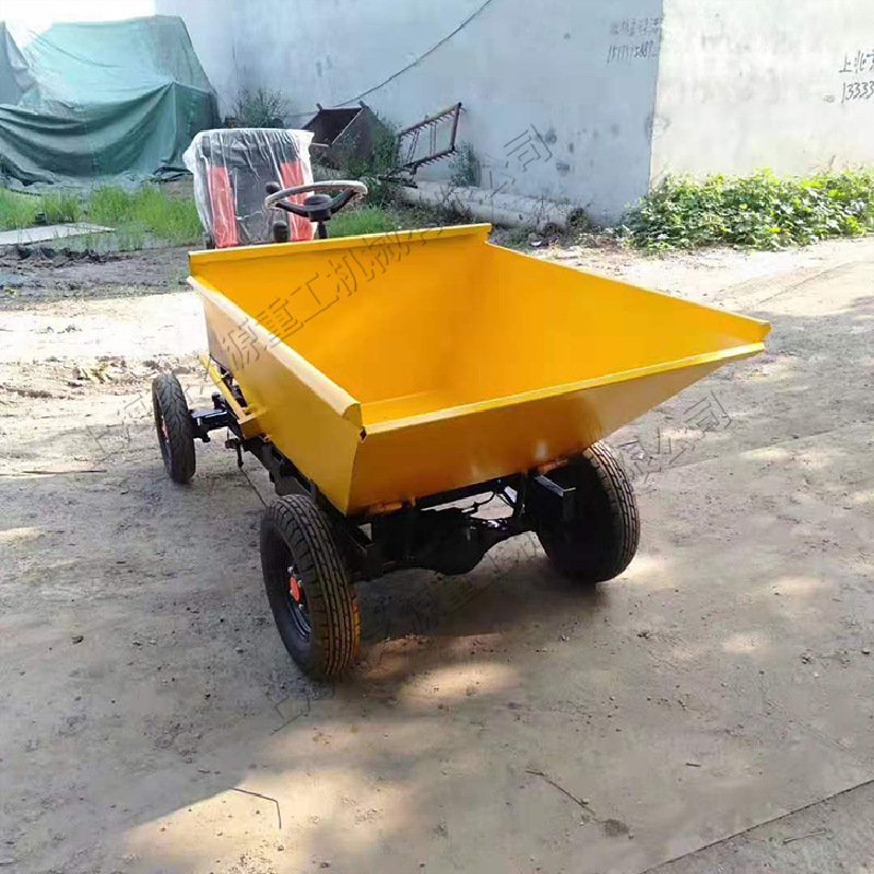 电动砂浆运输翻斗车 四轮座驾式工程装卸车 电动前翻灰斗拉灰车