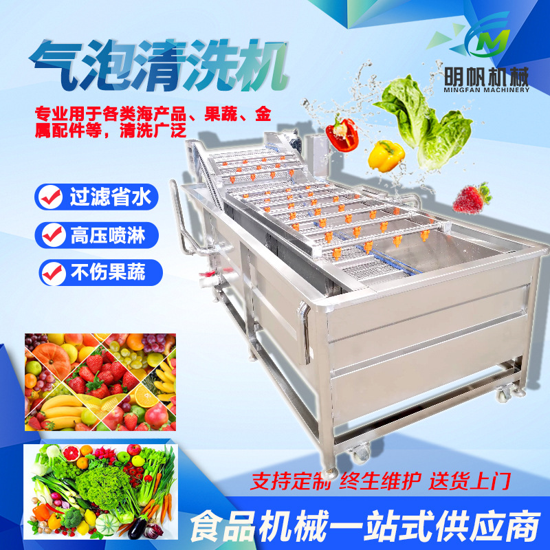 生姜高压喷淋清洗设备 洗毛肚气泡翻滚洗菜机 果蔬海鲜气泡清洗机