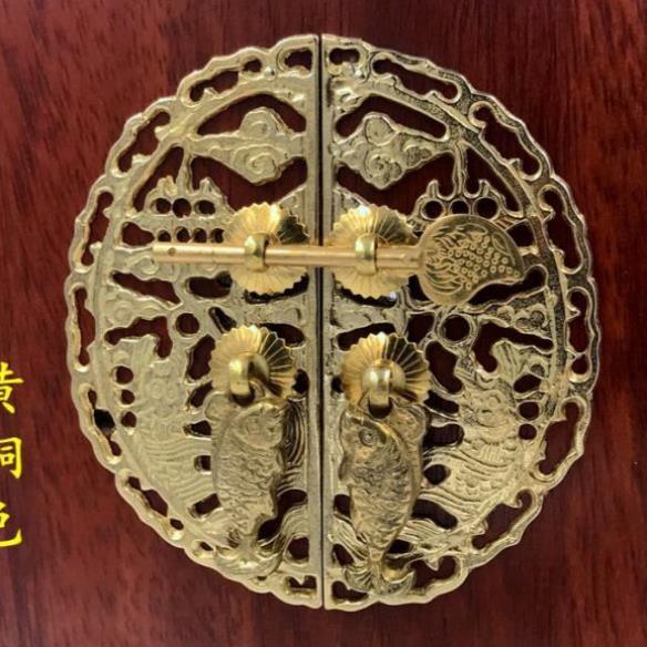 中式仿古橱柜拉手明清家具铜配件纯铜圆形书柜衣柜门窗柜门铜拉手