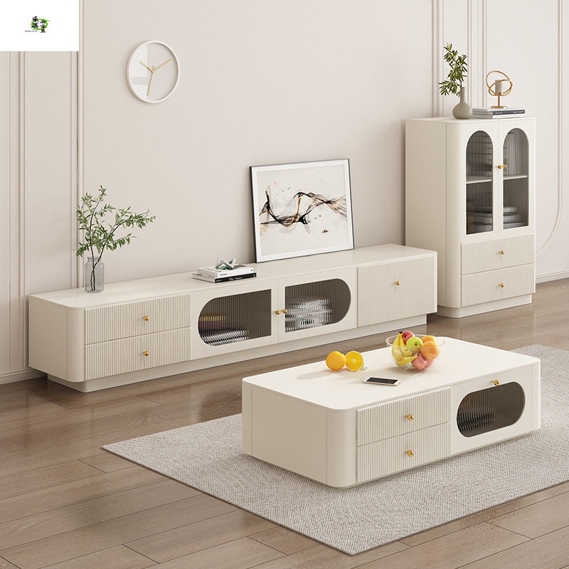 电视柜简约现代奶油风客厅家用小户型落地式轻奢卧室收纳茶几组合,住宅家具,电视柜,淘宝优惠券,粉丝福利购,淘宝优惠卷