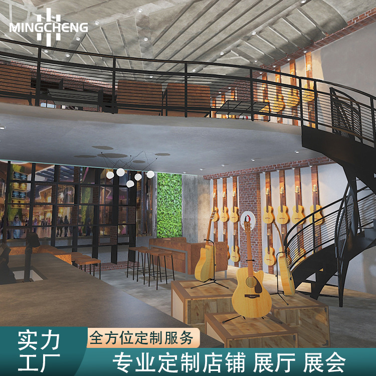 定制音乐乐器展示台古典六弦琴中岛展示柜小尤克里里不锈钢展示柜