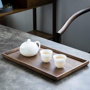 高档实木家用办公带储水茶盘北美黑胡桃原木泡茶小托盘 钰铨龙门