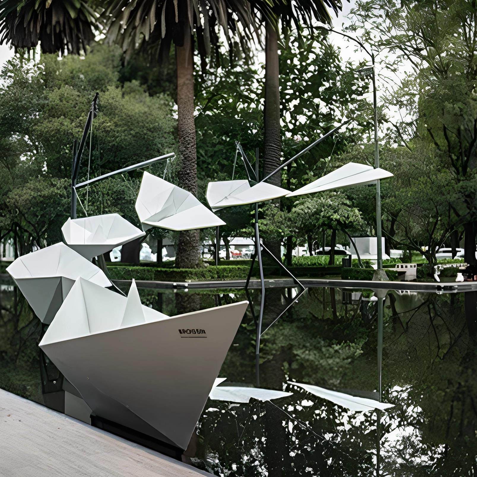 不锈钢折纸船雕塑地产水池水景金属铁艺抽象售楼处装饰品摆件,家居饰品,户外/庭院摆件,淘宝优惠券,粉丝福利购,淘宝优惠卷