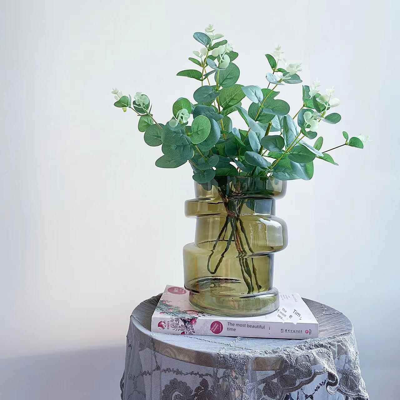 现代轻奢玻璃花器创意家居装饰样板间客厅餐桌书房玄关花瓶摆件