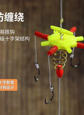 鲢鳙专用钩新款方块弹簧钩PE软线组合海竿伊势尼浮钓抛竿鲢鳙鱼钩