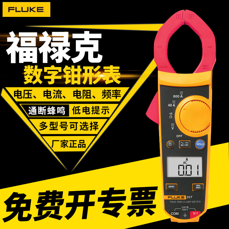 FLUKE福禄克F312钳型电流表 厂家正品F317数字交直流钳型表F319