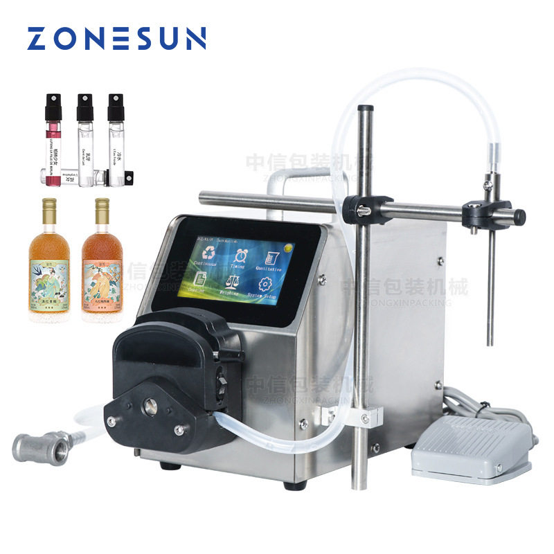 ZONESUN 半自动数控液体定量灌装机蠕动泵小型瓶装果汁精油灌装机