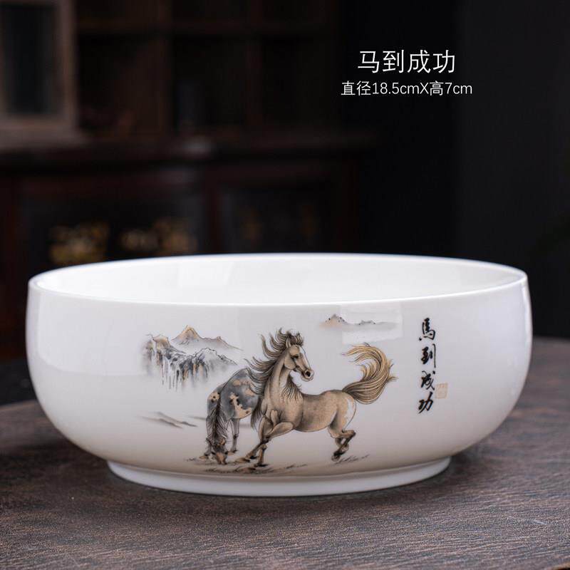 大号羊脂玉茶洗陶瓷茶渣缸家用功夫茶具配件水洗茶杯盆水盂笔洗碗