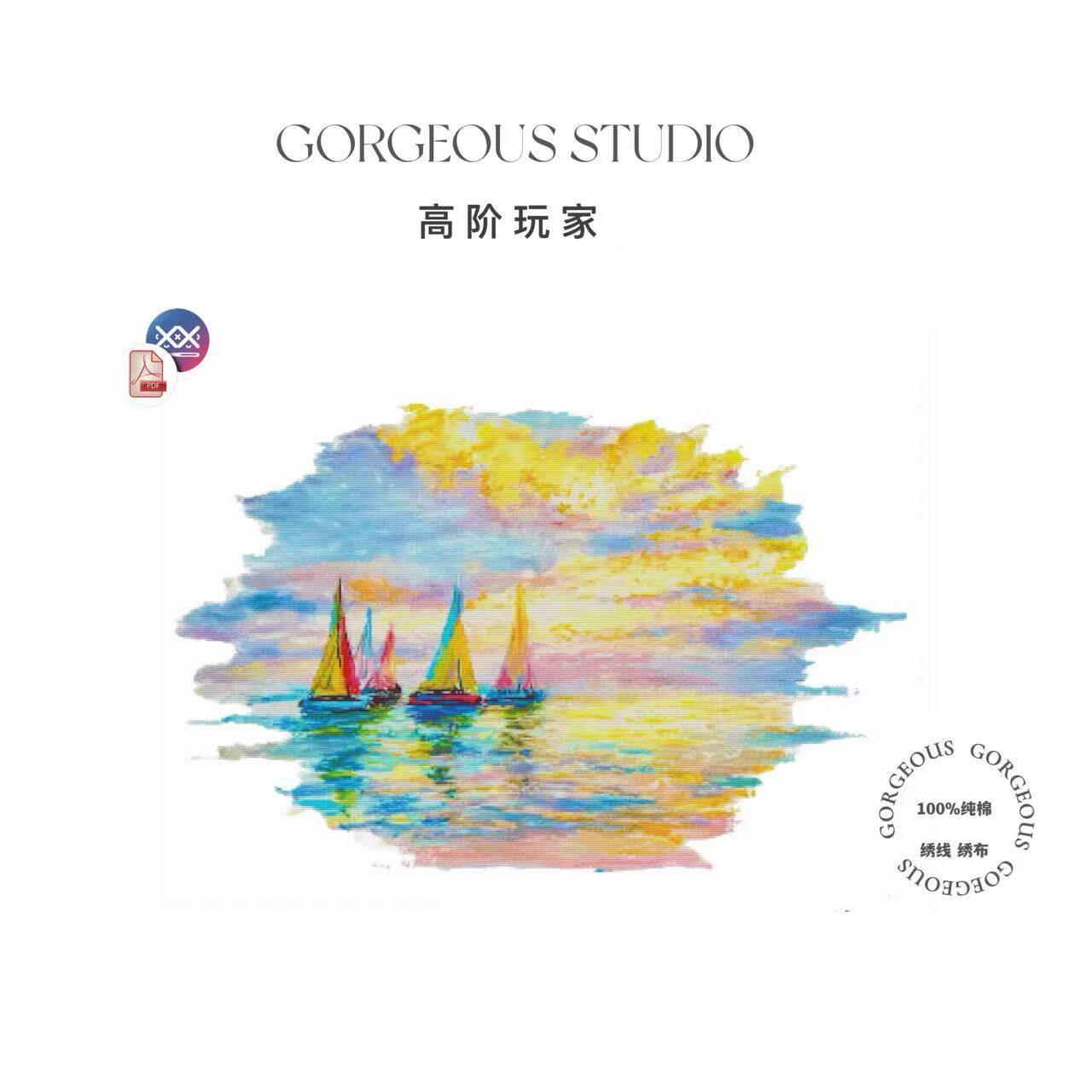 无混绣|《云舟渡海》16CT印花十字绣套件风景欧式客厅卧室高CT