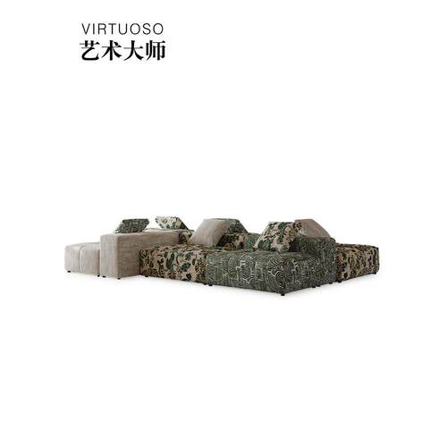 法式覆古风像素沙发saba模块豆腐块布艺沙发大户型客厅设计师新款