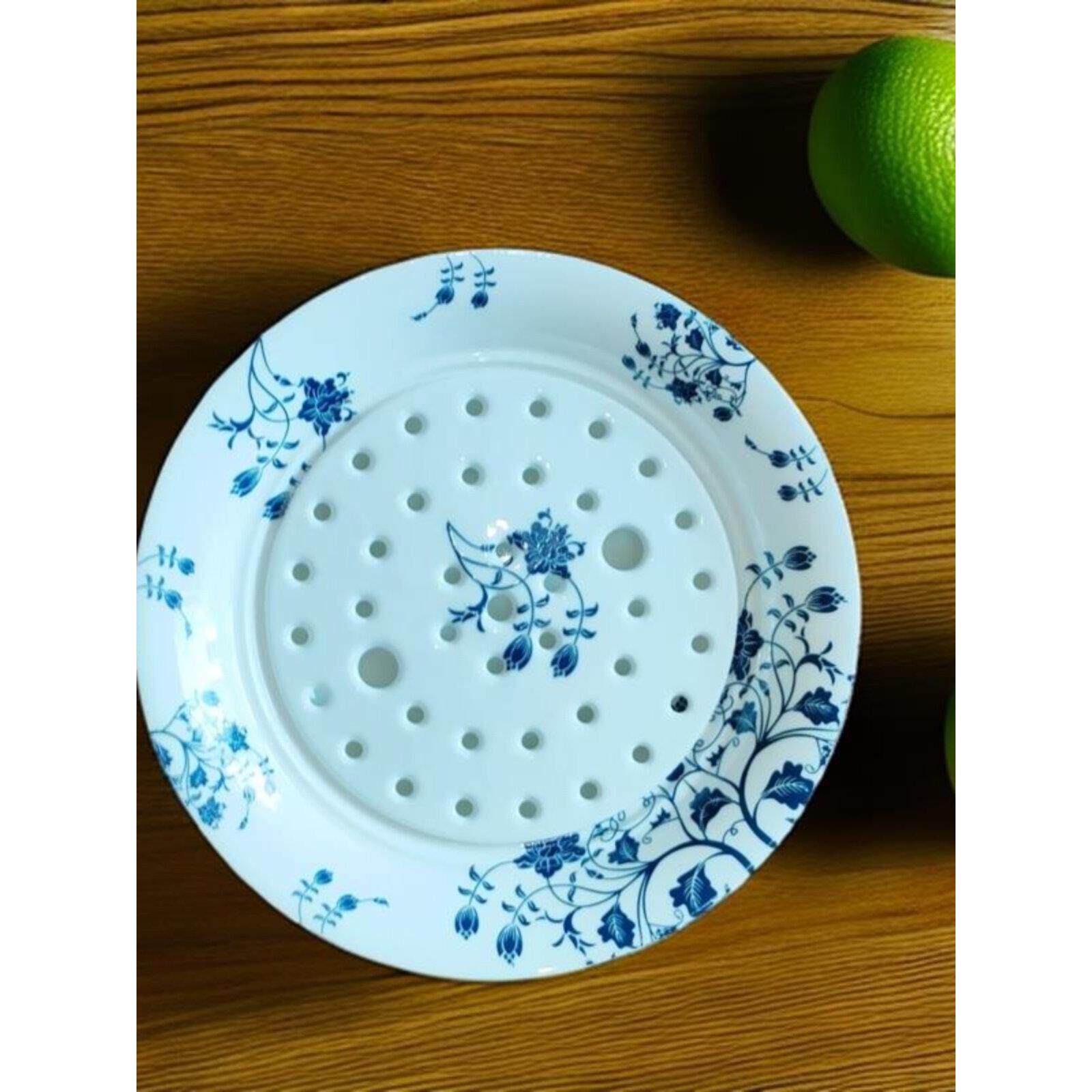 创意饺子盘10英寸骨瓷陶瓷饺子沥水双层盘水饺盘深盘菜盘圆形托盘