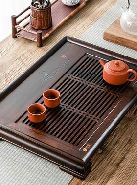 琨德重竹茶盘家用竹制茶台茶托简约储水排水托盘实木茶海功夫茶具