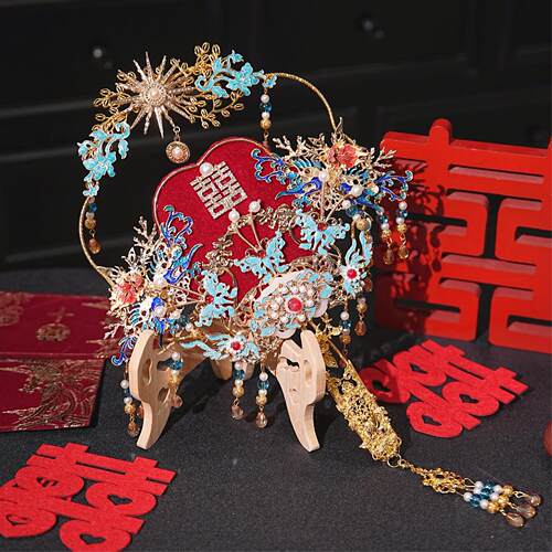 团扇新娘喜扇结婚旗袍晨袍中式喜扇迷你中国风小扇子秀禾婚扇高级