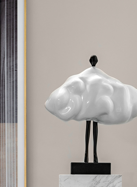 现代创意家居工艺品售楼处摆件电视柜云朵卡通雕塑酒店前台装饰品