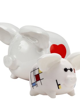 稀奇艺术 猪赢赢+猪里安 存钱罐套装 储蓄纳福桌面摆件礼物