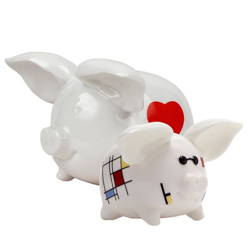 稀奇艺术 猪赢赢+猪里安 存钱罐套装 储蓄纳福桌面摆件礼物