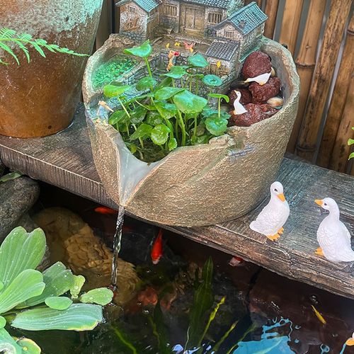 微景观流水古法鱼缸水循环造景过滤器养鱼生态缸庭院水景摆件景观