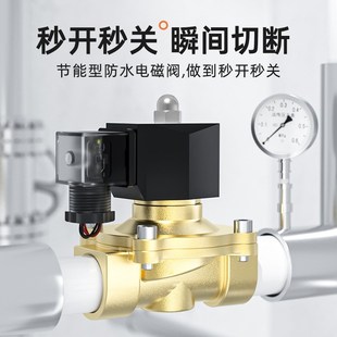 防水节39833能型热电磁电1阀控不制阀水阀常闭型 220v发24v4分6分