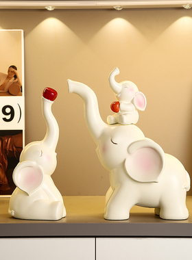 大象一家亲树脂玄关桌面摆件家居客厅酒柜电视柜装饰品送礼礼品