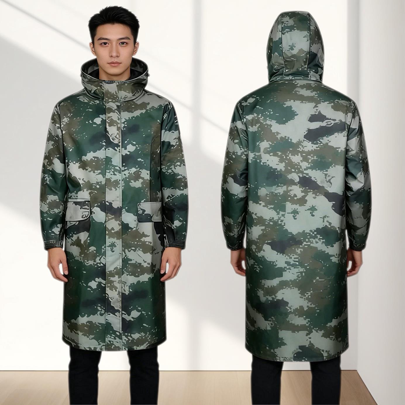 迷彩雨衣EX07连体雨衣登山钓鱼长款连体雨披抗洪防暴雨f