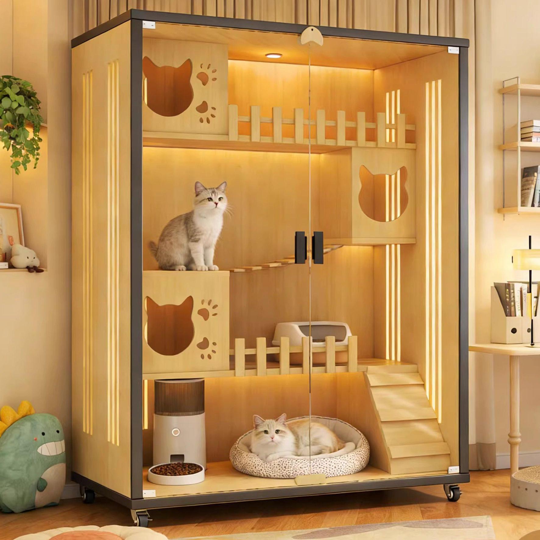 猫窝猫别墅猫笼子家用室内超大空间带厕所一体猫舍小户型多层猫笼