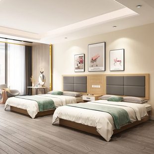 酒店家具标间全套定制宾馆床标间双人床酒店客房床公寓民宿旅馆床