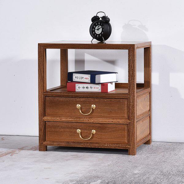 红木床头柜实木斗柜新中式双层茶几简约沙发边柜鸡翅木置物架矮柜