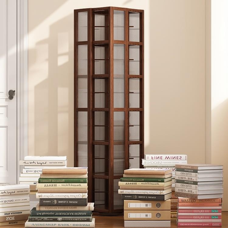 旋转书架家用落地置物架非实木儿童绘本收纳柜多层省空间360度