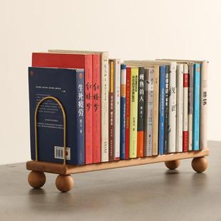 创意书立架桌面收纳文件架木质金属简约书架大容量办公室书房书靠